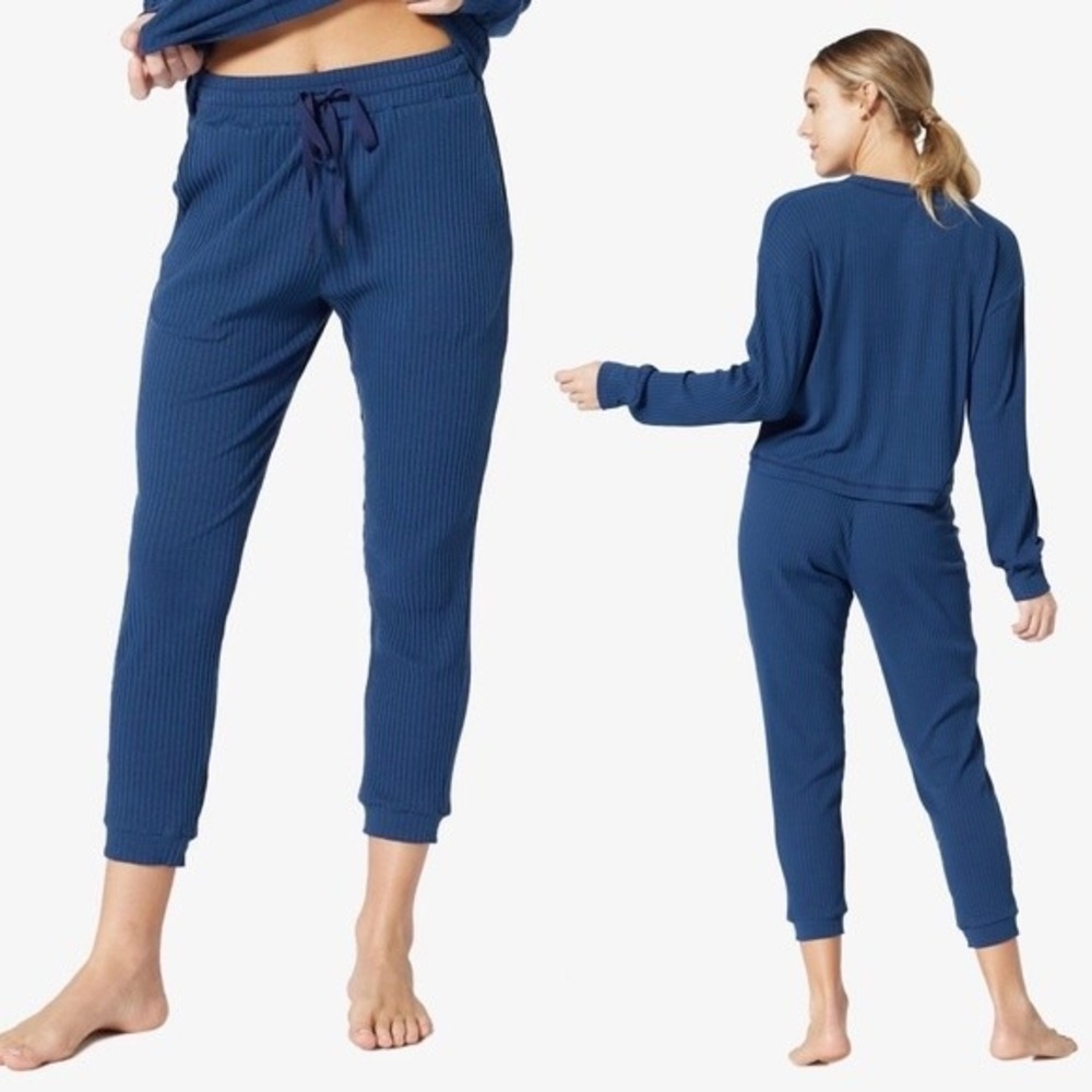 Vimmia Topanga Lounge Trouser Ribbed Joggers Size L Bay Blue Pull On‎ Casual NWT